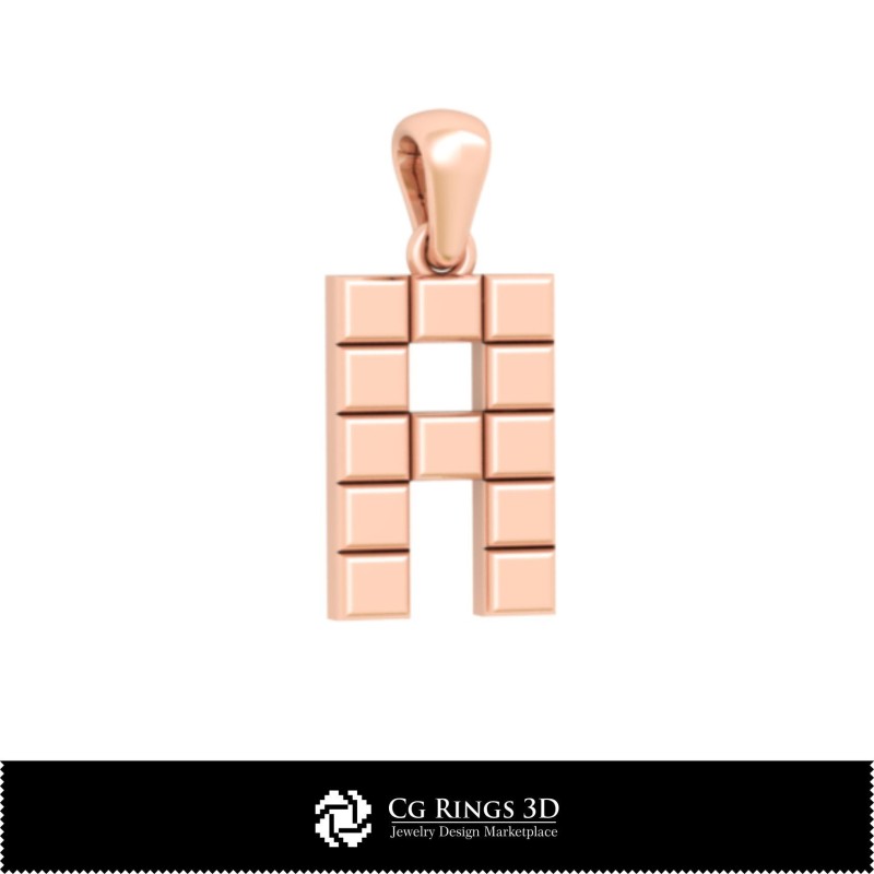 3D-CAD-Anhänger mit Buchstabe A Home, Schmuck 3D-CAD, Anhänger 3D-CAD, 3D-Buchstabenanhänger