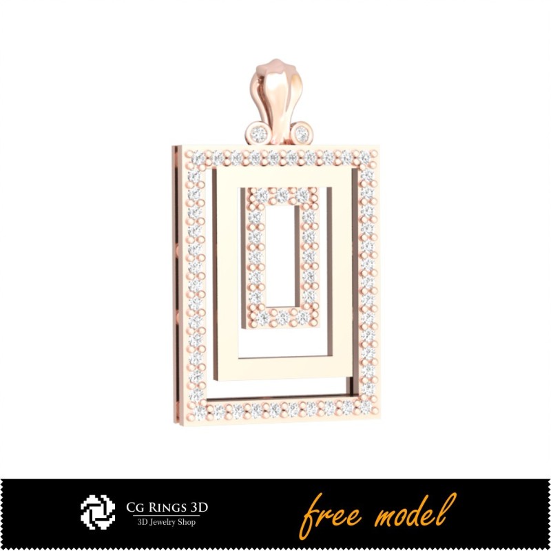 3D Pendant With Diamonds-Free 3D Model Home, Jewelry 3D CAD, Free 3D Jewelry, Pendants 3D CAD , 3D Diamond Pendants