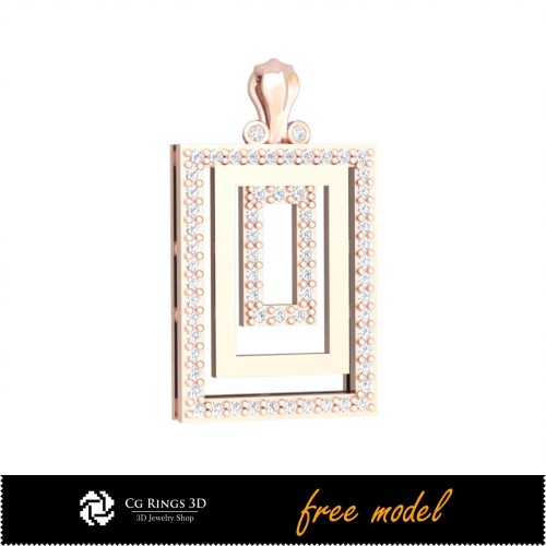 Colgante 3D con diamantes - Modelo 3D gratuito para el hogar, CAD 3D de joyería, joyería 3D gratuita, CAD 3D de colgantes,
