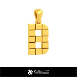Ciondolo 3D CAD con lettera B Casa, Gioielli 3D CAD, Ciondoli 3D CAD, Ciondoli con lettera 3D