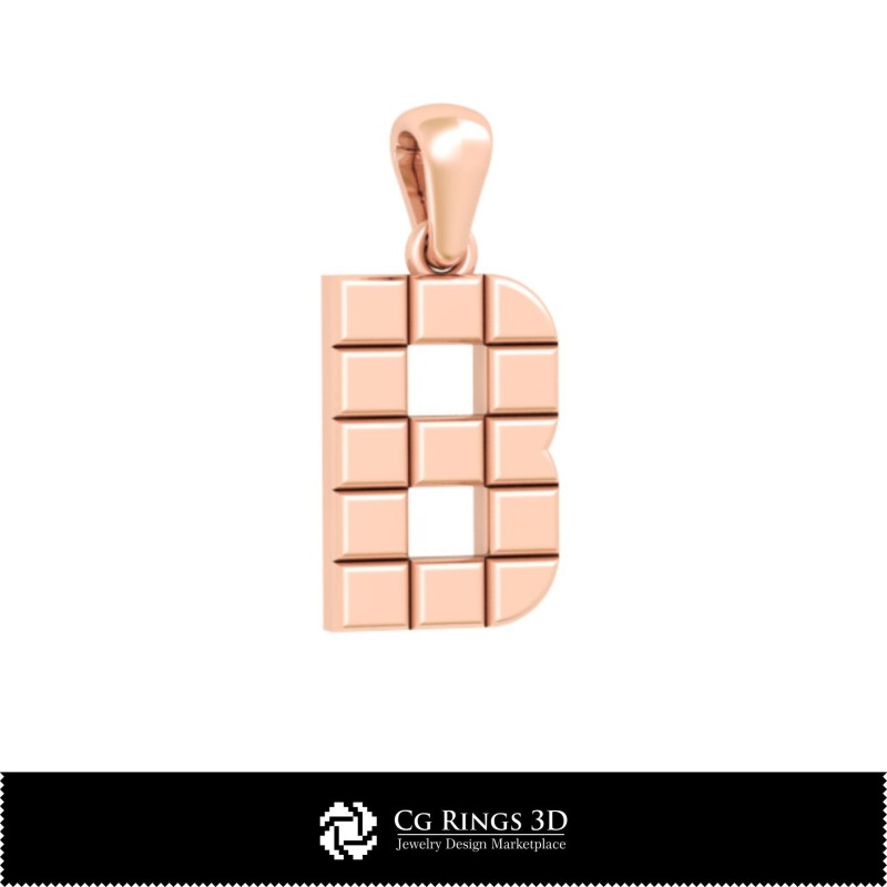 Pendentif 3D CAO avec lettre B Maison, Bijoux 3D CAO, Pendentifs 3D CAO, Pendentifs lettre 3D