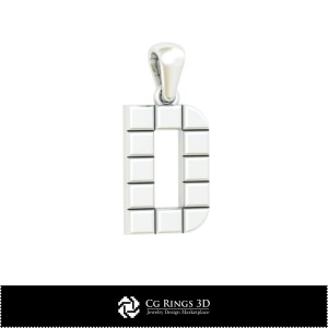 Pendentif 3D CAO avec lettre D Maison, Bijoux CAO 3D, Pendentifs CAO 3D, Pendentifs lettre 3D 2