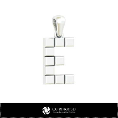 3D-CAD-Anhänger mit Buchstabe E Home, Schmuck 3D-CAD, Anhänger 3D-CAD, 3D-Buchstaben-Anhänger