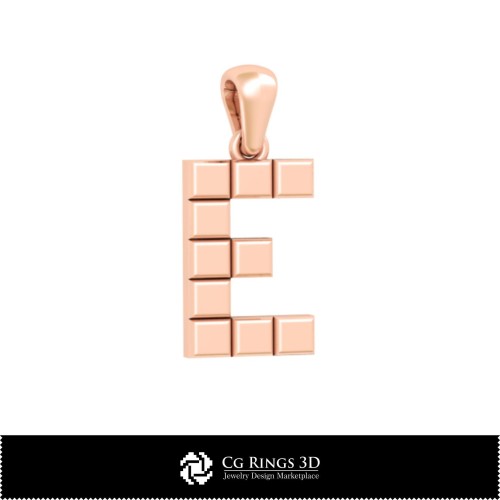 3D-CAD-Anhänger mit Buchstabe E Home, Schmuck 3D-CAD, Anhänger 3D-CAD, 3D-Buchstaben-Anhänger
