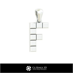 3D-CAD-Anhänger mit Buchstabe F Home, Schmuck 3D-CAD, Anhänger 3D-CAD, 3D-Buchstabenanhänger 2