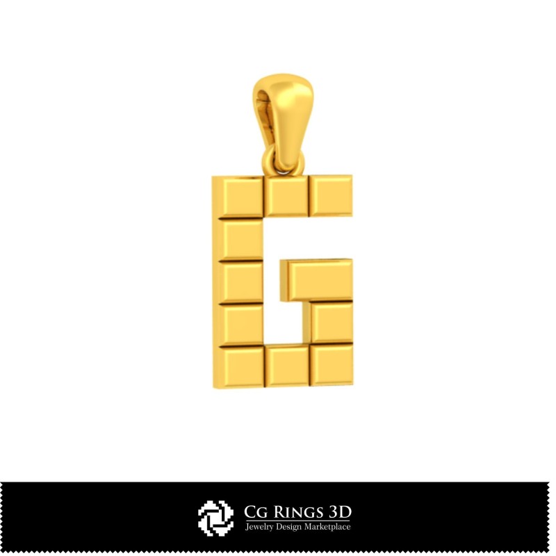 Pandantiv 3D CAD cu literă G pentru acasă, Bijuterii 3D CAD, Pandantive 3D CAD, Pandantive cu litere 3D