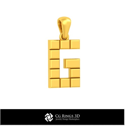 Colgante 3D CAD con letra G para el hogar, Joyería 3D CAD, Colgantes 3D CAD, Colgantes con letra 3D