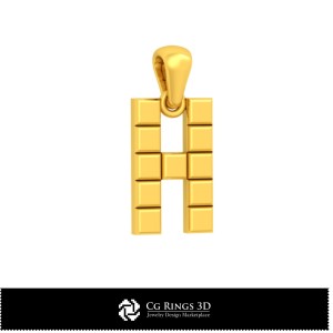 Pendentif 3D CAO avec lettre H Maison, Bijoux 3D CAO, Pendentifs 3D CAO, Pendentifs lettre 3D