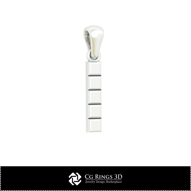 Ciondolo 3D CAD con lettera I Casa, Gioielleria 3D CAD, Ciondoli 3D CAD, Ciondoli con lettera 3D