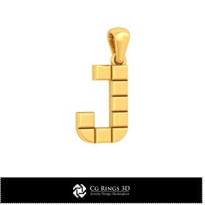 3D-CAD-Anhänger mit Buchstabe J Home, Schmuck 3D-CAD, Anhänger 3D-CAD, 3D-Buchstabenanhänger