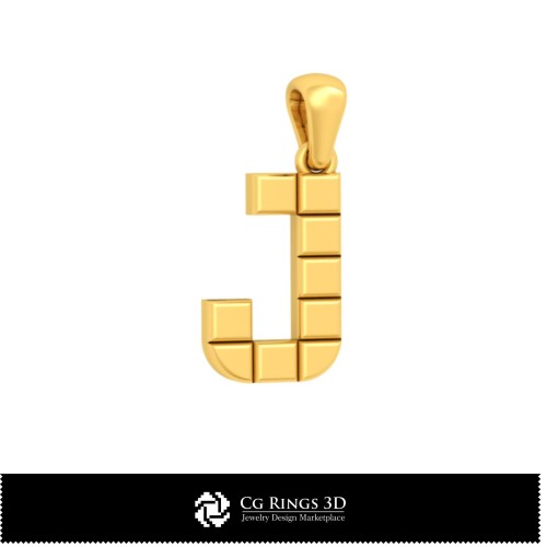 3D-CAD-Anhänger mit Buchstabe J Home, Schmuck 3D-CAD, Anhänger 3D-CAD, 3D-Buchstabenanhänger
