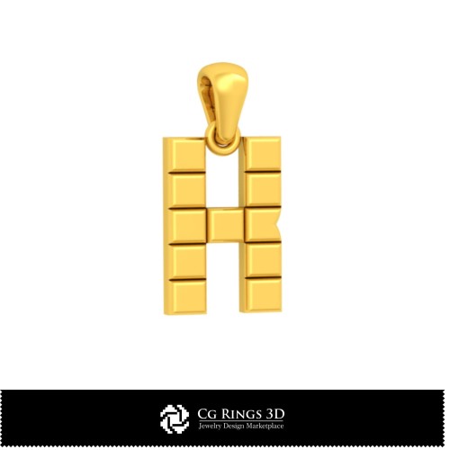 3D-CAD-Anhänger mit Buchstabe K Home, Schmuck 3D-CAD, Anhänger 3D-CAD, 3D-Buchstabenanhänger