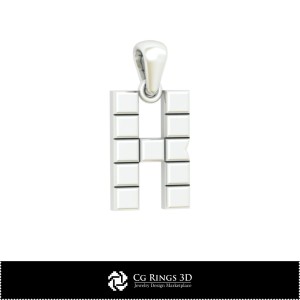 3D-CAD-Anhänger mit Buchstabe K Home, Schmuck 3D-CAD, Anhänger 3D-CAD, 3D-Buchstabenanhänger 2