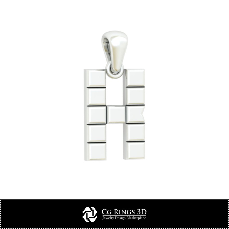 3D CAD Pendant With Letter K Home, Jewelry 3D CAD, Pendants 3D CAD , 3D Letter Pendants
