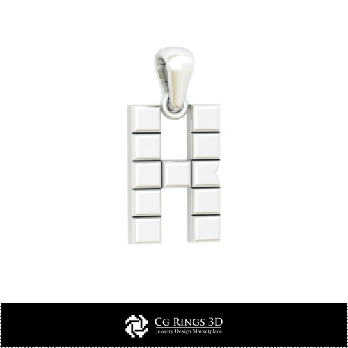 Ciondolo 3D CAD con lettera K Casa, Gioielli 3D CAD, Ciondoli 3D CAD, Ciondoli con lettera 3D