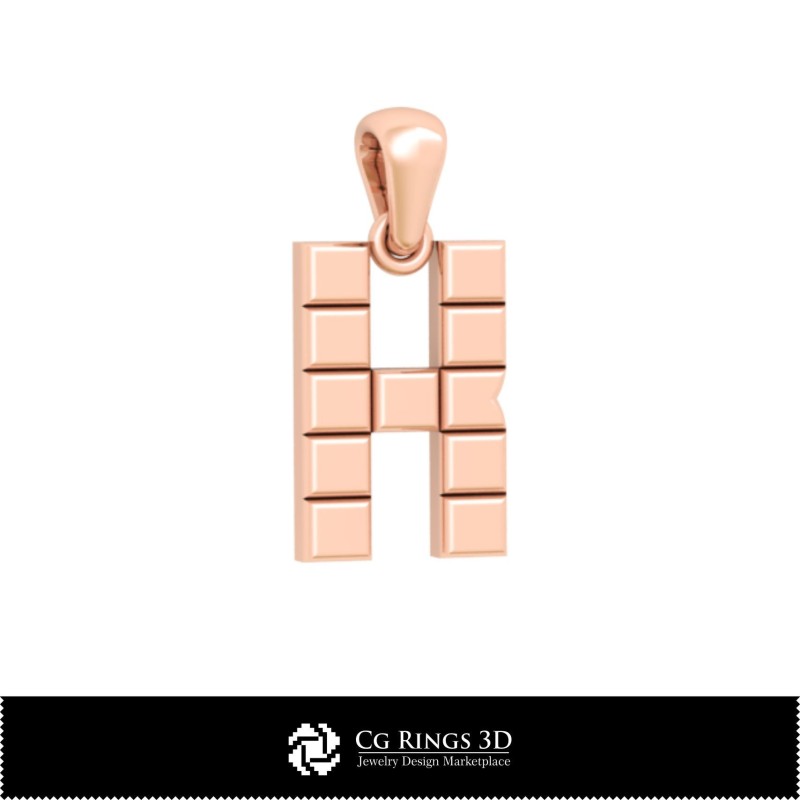 带字母K的3D CAD吊坠 家居，珠宝3D CAD，吊坠3D CAD，3D字母吊坠
