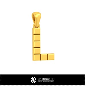 3D-CAD-Anhänger mit Buchstabe L Home, Schmuck 3D-CAD, Anhänger 3D-CAD, 3D-Buchstaben-Anhänger