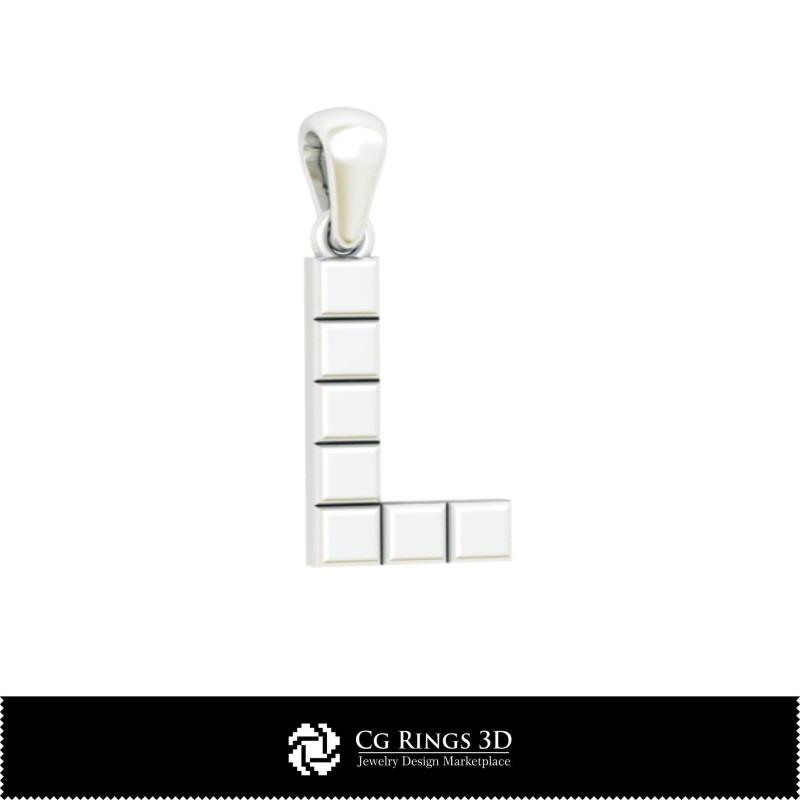 带字母L的3D CAD吊坠，家居，珠宝3D CAD，吊坠3D CAD，3D字母吊坠