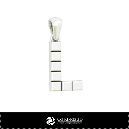 带字母L的3D CAD吊坠，家居，珠宝3D CAD，吊坠3D CAD，3D字母吊坠