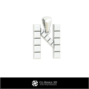 3D CAD Pendant With Letter N Home, Jewelry 3D CAD, Pendants 3D CAD , 3D Letter Pendants 2