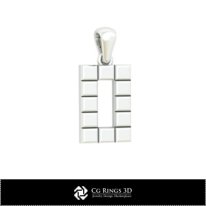 Ciondolo 3D CAD con lettera O Casa, Gioielli 3D CAD, Ciondoli 3D CAD, Ciondoli con lettere 3D 2