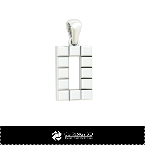 Pendentif 3D CAO avec lettre O Maison, Bijoux 3D CAO, Pendentifs 3D CAO, Pendentifs lettre 3D