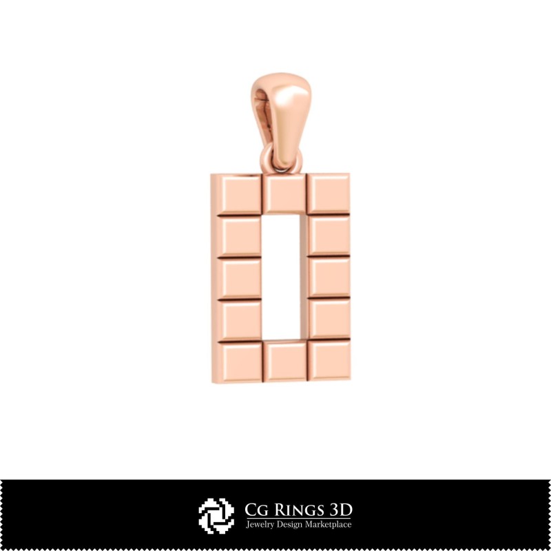 Colgante CAD 3D con letra O Hogar, Joyería CAD 3D, Colgantes CAD 3D, Colgantes de letra 3D