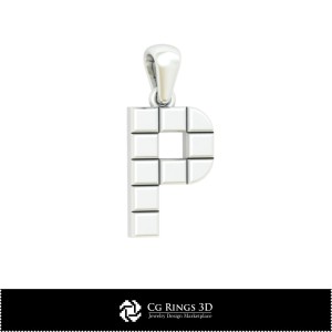 Ciondolo 3D CAD con Letter P Home, Gioielleria 3D CAD, Ciondoli 3D CAD, Ciondoli Lettera 3D 2