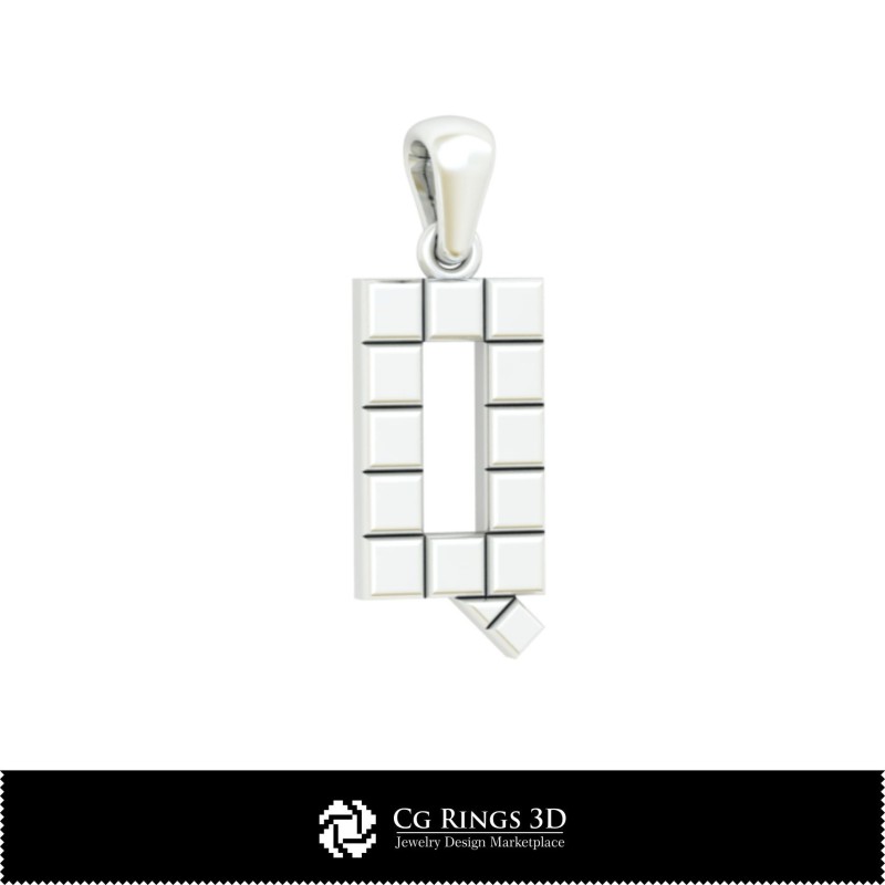 Pendentif 3D CAO avec lettre Q Maison, Bijoux 3D CAO, Pendentifs 3D CAO, Pendentifs lettre 3D