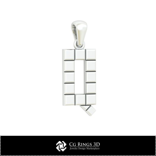 Pendentif 3D CAO avec lettre Q Maison, Bijoux 3D CAO, Pendentifs 3D CAO, Pendentifs lettre 3D
