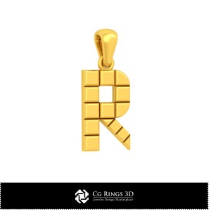 3D-CAD-Anhänger mit Buchstabe R Home, Schmuck 3D-CAD, Anhänger 3D-CAD, 3D-Buchstaben-Anhänger