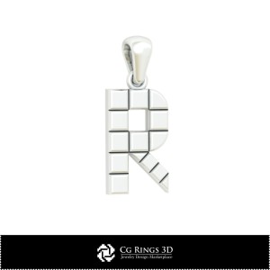 Ciondolo 3D CAD con lettera R Casa, Gioielli 3D CAD, Ciondoli 3D CAD, Ciondoli con lettera 3D 2