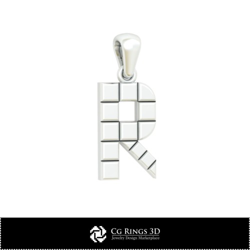 Pendentif 3D CAO avec lettre R Maison, Bijoux CAO 3D, Pendentifs CAO 3D, Pendentifs lettre 3D