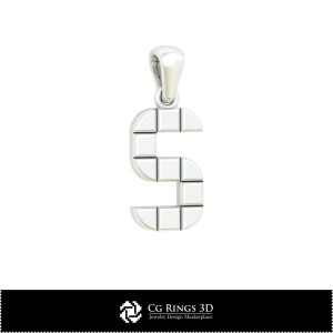 3D CAD Pendant With Letter S Home, Jewelry 3D CAD, Pendants 3D CAD , 3D Letter Pendants 2