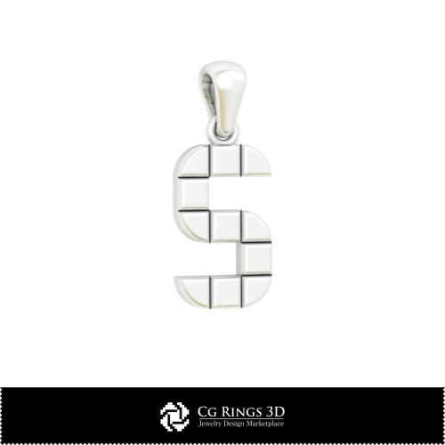 3D-CAD-Anhänger mit Buchstabe S Zuhause, Schmuck 3D-CAD, Anhänger 3D-CAD, 3D-Buchstaben-Anhänger