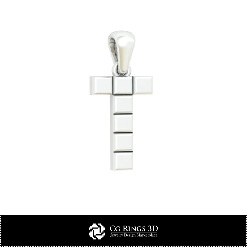 带字母T家居的3D CAD吊坠，珠宝3D CAD，吊坠3D CAD，3D字母吊坠