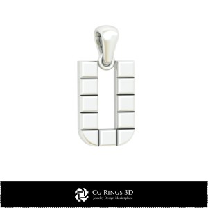 Pandantiv 3D CAD cu literă U, Bijuterii 3D CAD, Pandantive 3D CAD, Pandantive cu litere 3D 2