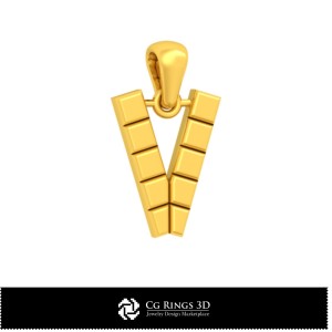 3D-CAD-Anhänger mit Buchstabe V für Zuhause, Schmuck 3D-CAD, Anhänger 3D-CAD, 3D-Buchstaben-Anhänger