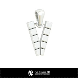 Ciondolo 3D CAD con lettera V Casa, Gioielli 3D CAD, Ciondoli 3D CAD, Ciondoli con lettere 3D 2