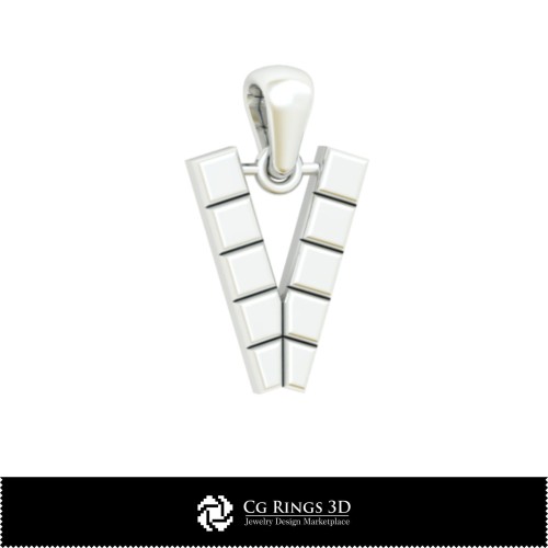 3D-CAD-Anhänger mit Buchstabe V für Zuhause, Schmuck 3D-CAD, Anhänger 3D-CAD, 3D-Buchstaben-Anhänger
