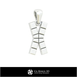 Ciondolo 3D CAD con lettera X Home, Gioielli 3D CAD, Ciondoli 3D CAD, Ciondoli a lettera 3D 2