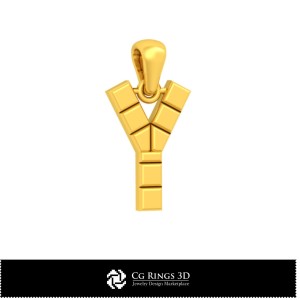 Pandantiv 3D CAD cu literă Y Acasă, Bijuterii 3D CAD, Pandantive 3D CAD, Pandantive literă 3D
