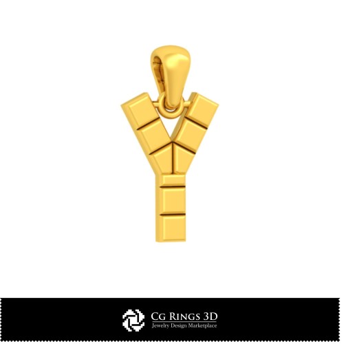 Pendentif 3D CAO avec lettre Y Maison, Bijoux 3D CAO, Pendentifs 3D CAO, Pendentifs lettre 3D