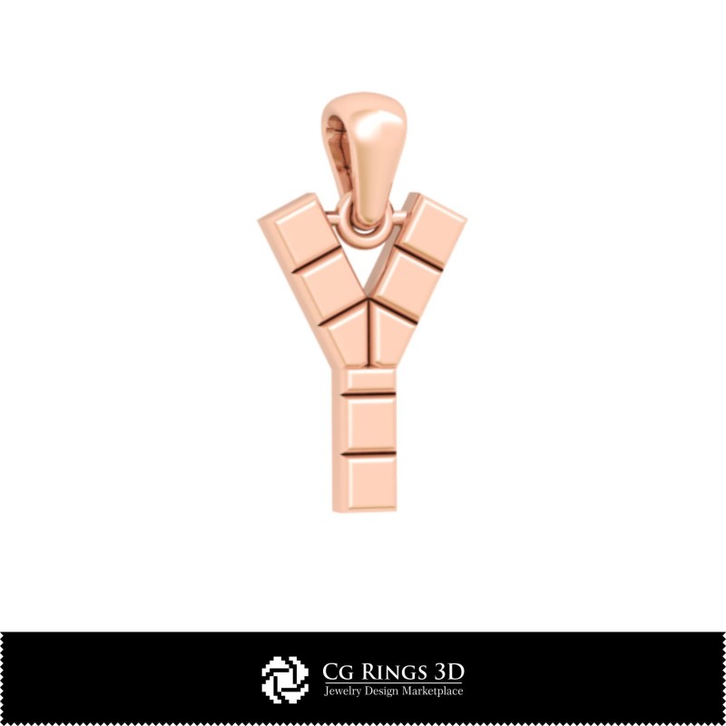 3D CAD Pendant With Letter Y Home, Jewelry 3D CAD, Pendants 3D CAD , 3D Letter Pendants
