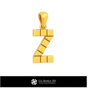 Colgante CAD 3D con letra Z Inicio, Joyería CAD 3D, Colgantes CAD 3D, Colgantes con letra 3D