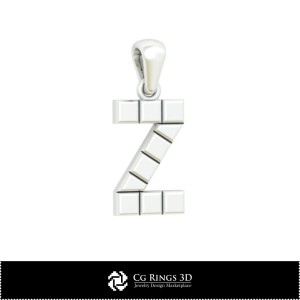 3D CAD Pendant With Letter Z Home, Jewelry 3D CAD, Pendants 3D CAD , 3D Letter Pendants 2