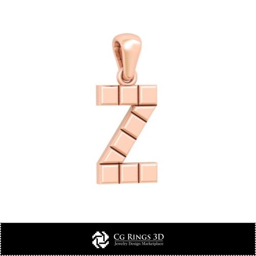 Pendentif 3D CAO avec lettre Z Maison, Bijoux 3D CAO, Pendentifs 3D CAO, Pendentifs lettre 3D