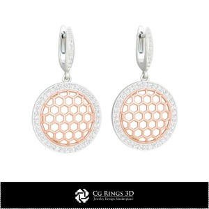 Cercei hexagon 3D CAD pentru casă, bijuterii 3D CAD, cercei 3D CAD, cercei cu diamant 3D, cercei tip picătură 3D