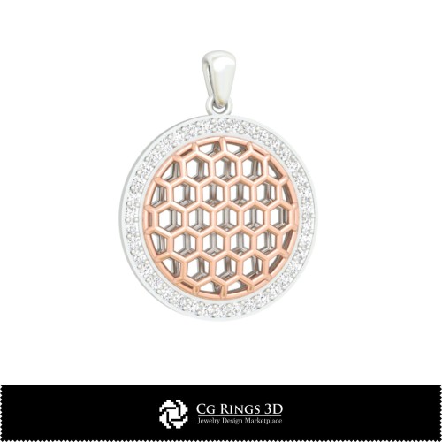 Pendente Esagonale 3D CAD Casa, Gioielleria 3D CAD, Ciondoli 3D CAD, Ciondoli a Diamante 3D, Ciondoli a Sfera 3D