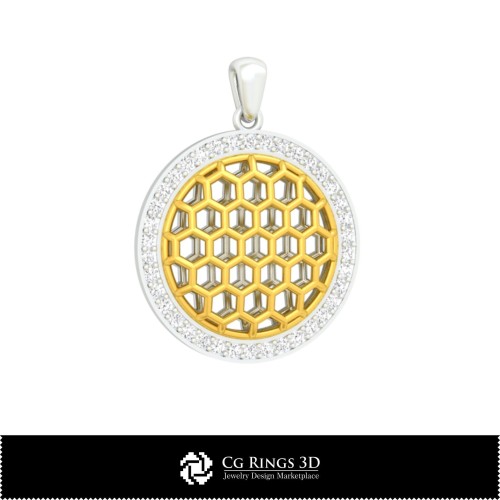 Colgante hexágono CAD 3D para el hogar, Joyería CAD 3D, Colgantes CAD 3D, Colgantes de diamante 3D, Colgantes de bola 3D